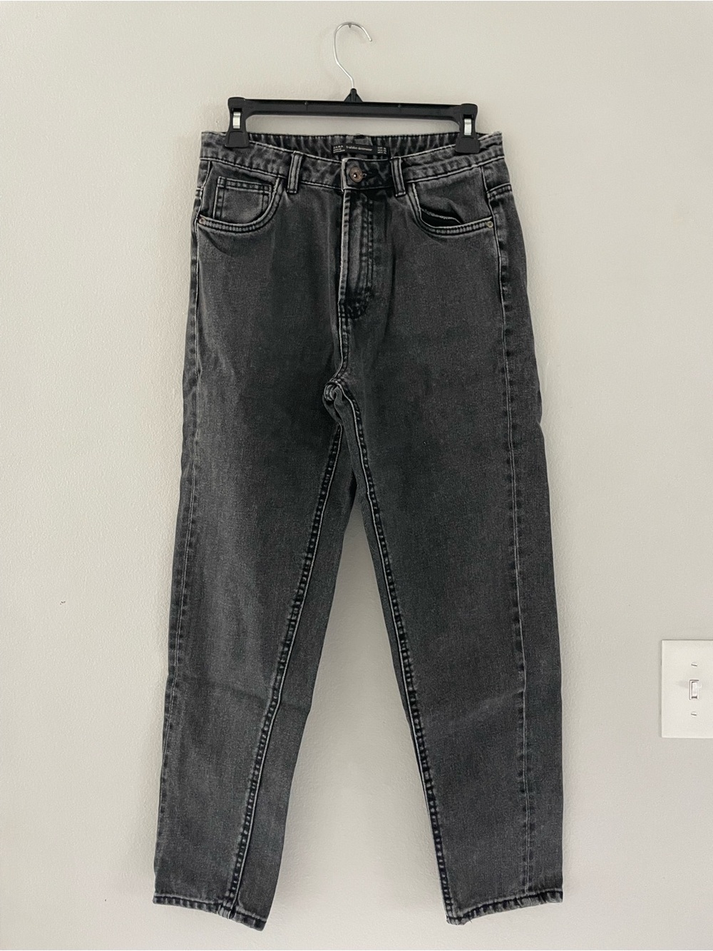 Zara Washed Black Cropped Skinny Jeans
